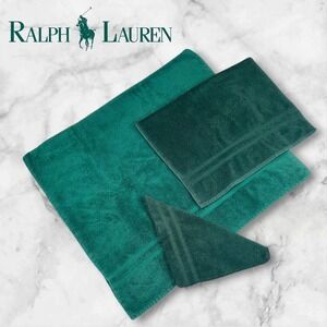 VTG Ralph Lauren Hunter Green Towel Set 90s Made USA‎ Bath, Hand, Wash Cloth Y2K
